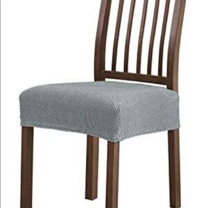 Subrtex Dining Room Chair Seat Covers Stretch (Light Grey, 2PCS)